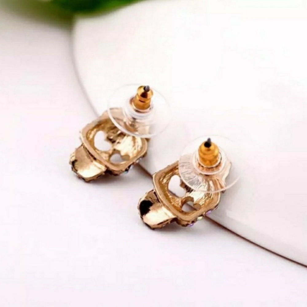 💀last one!🔥 Skull rhinestone earrings - Picture 2 of 3